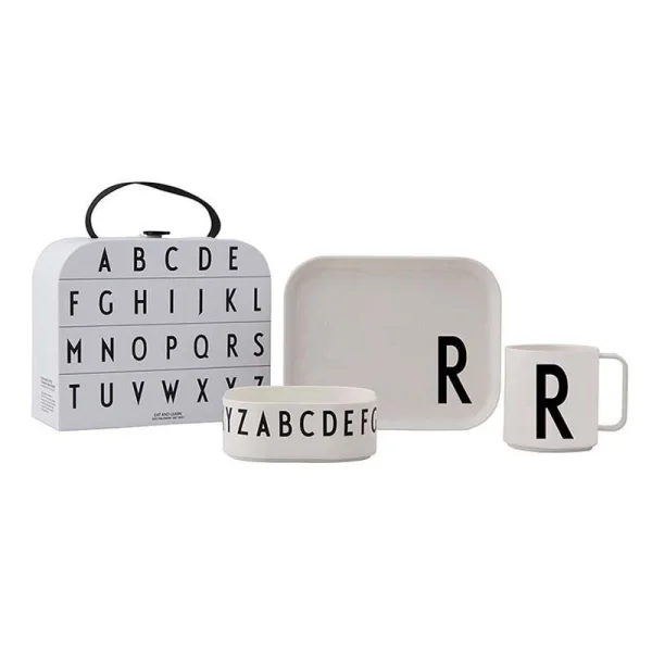 DESIGN LETTERS 4-dielny detský jedálenský set "Classics in a suitcase" - R